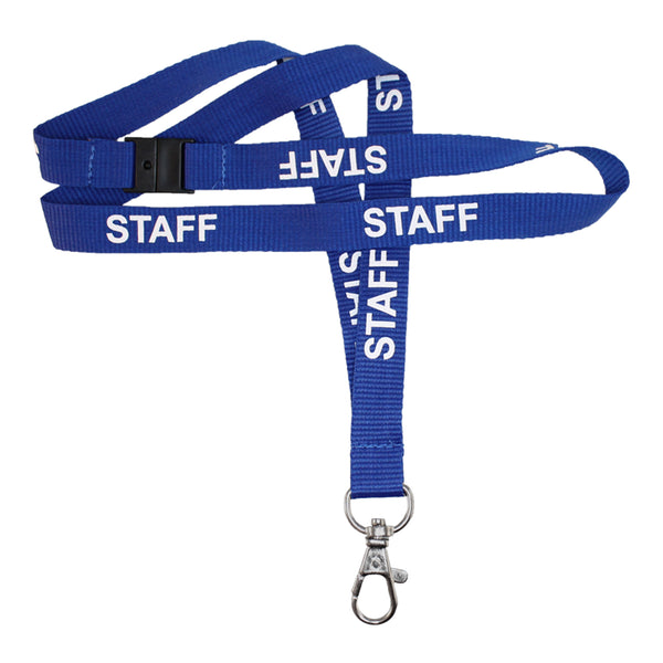Lanyard Prem Blue Staff BAway & Dog Hook 15mm - (100 Pack)