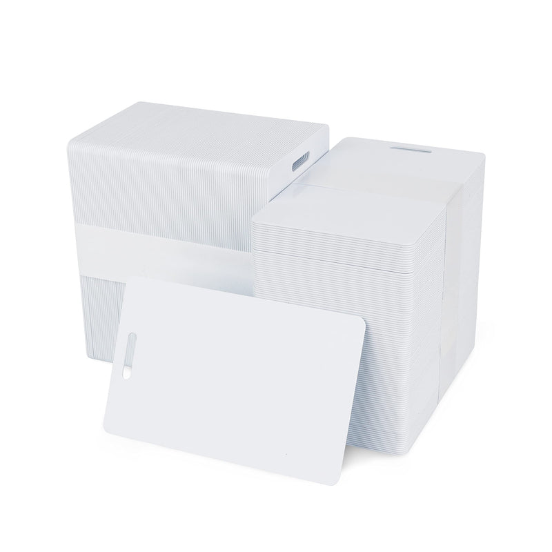 Cards .76mm PVC White With Portrait Slot CR80 - (500 Pack)