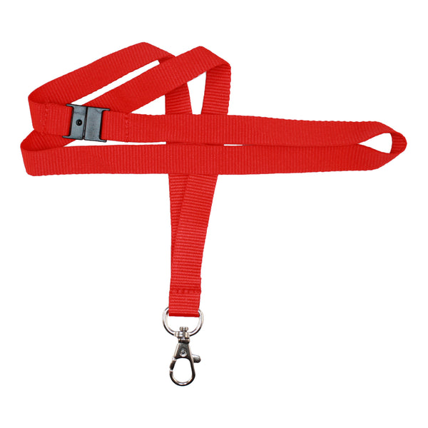 Lanyard Prem Red BAway & Dog Hook 15mm - (100 Pack)