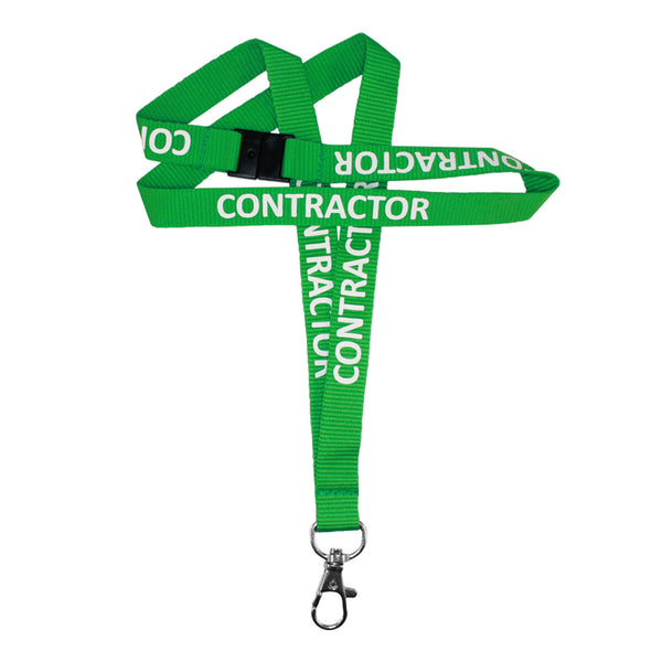 Lanyard Prem Green Contractor BAway & Dog Hook 15mm - (100 Pack)