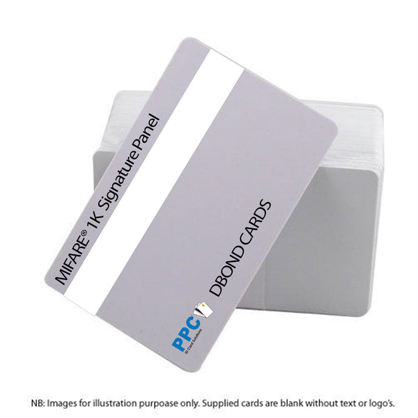 Cards .76mm PVC MIFARE 1K White Sig Panel (DBOND) - (100 Pack)